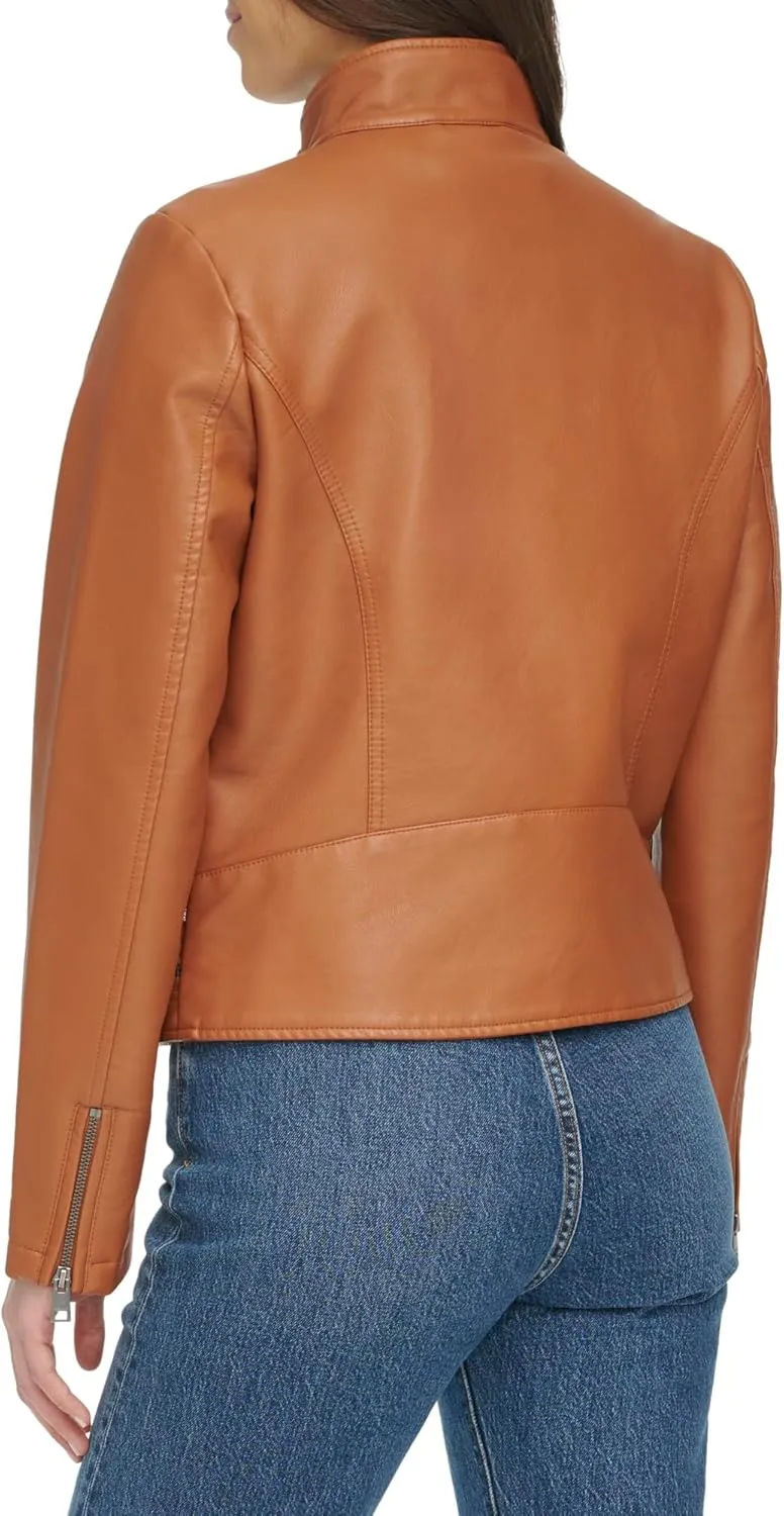 Levi's womens Faux Leather Motocross Racer Jacket (Standard and Plus)