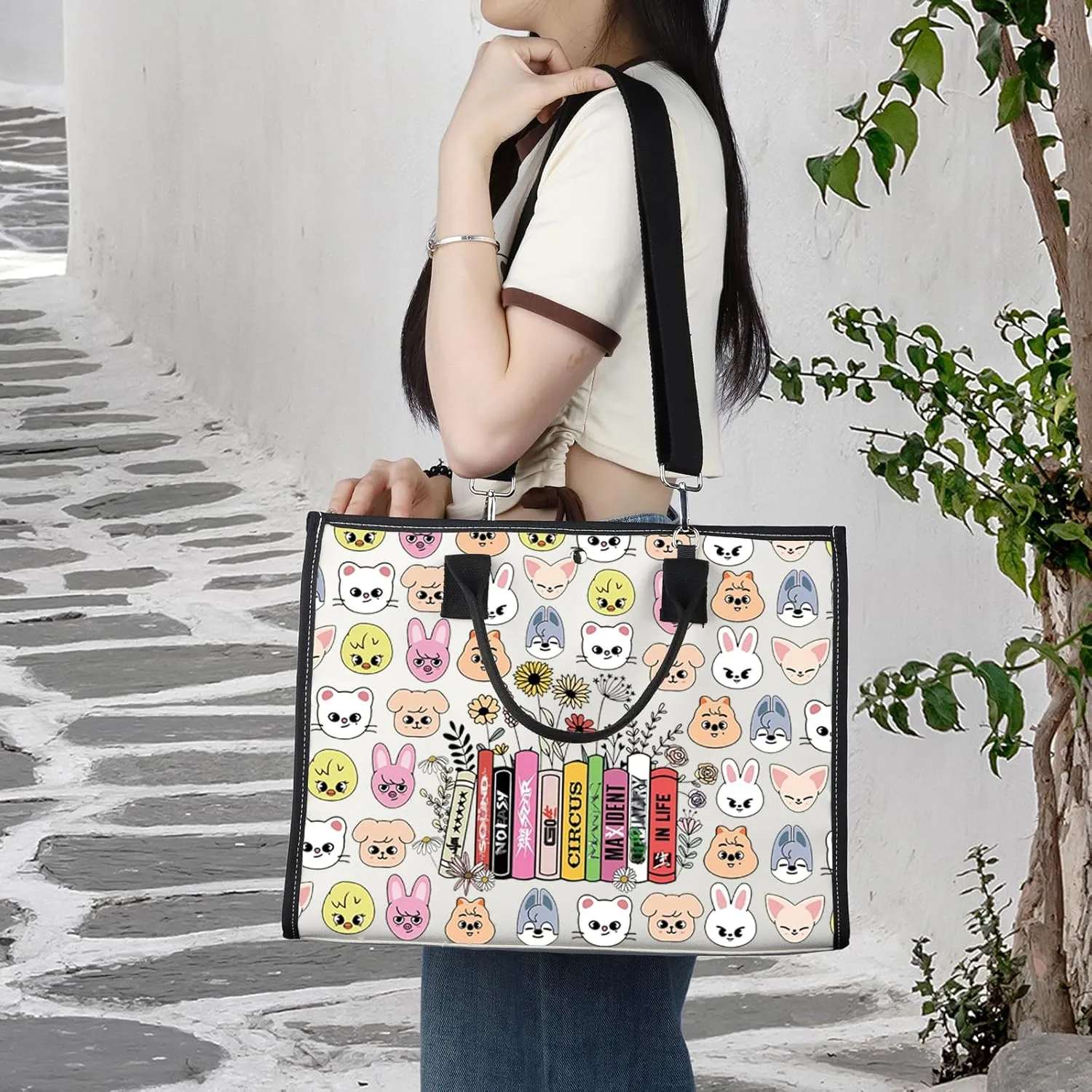LEVLO Cartoon SKZ Cosmetic Makeup Bag SKZ Animal Fans Gift K-POP Cartoon Member Zipper Pouch Bag K-POP Merch(SK Z Life LT)