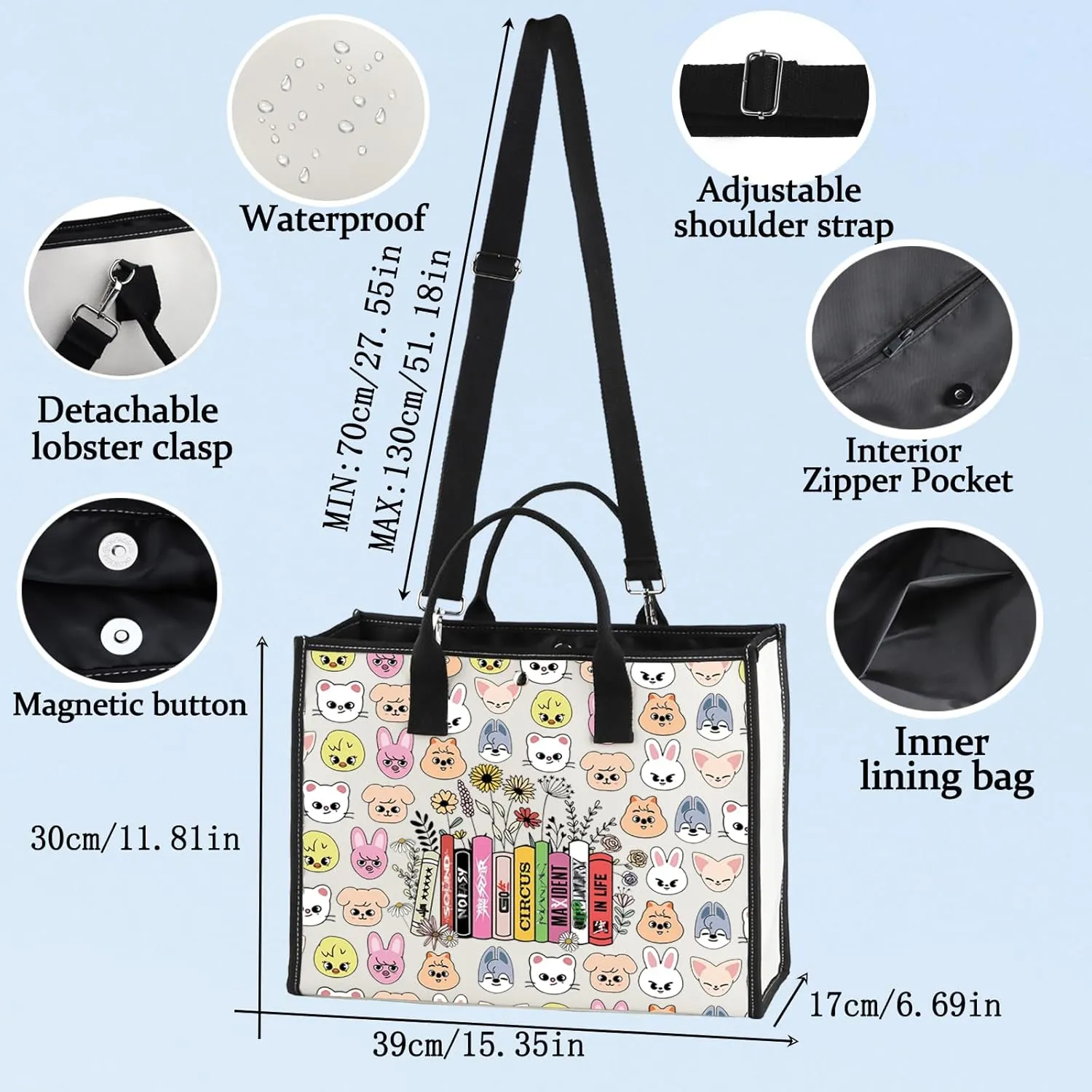 LEVLO Cartoon SKZ Cosmetic Makeup Bag SKZ Animal Fans Gift K-POP Cartoon Member Zipper Pouch Bag K-POP Merch(SK Z Life LT)