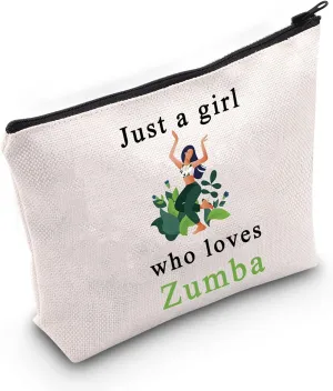LEVLO Fitness Dance Cosmetic Make Up Bag Fitness Dance Workout Gift Just A Girl Who Loves Dance Makeup Zipper Pouch Bag (Who Loves Zuba)