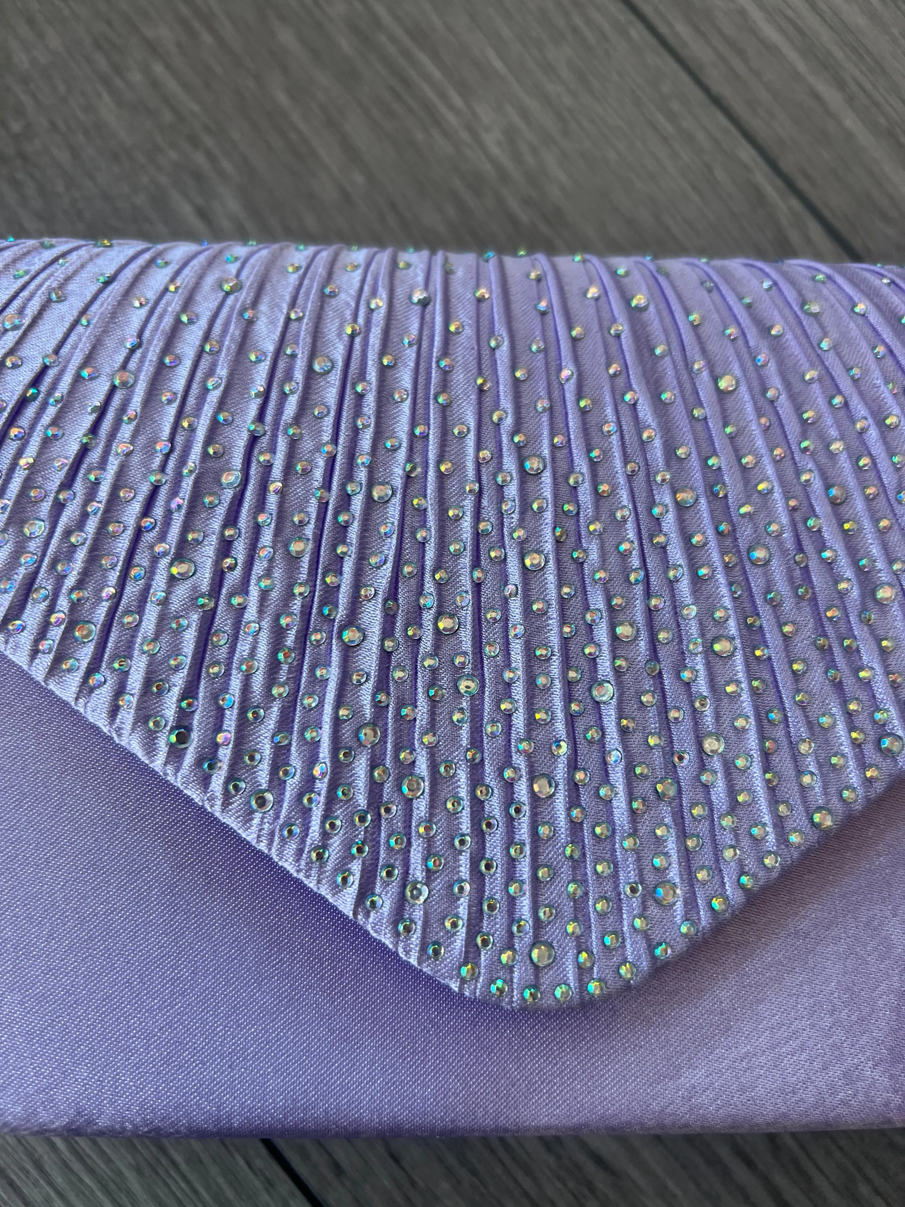 LILAC ENVELOPE CLUTCH BAG WITH RHINESTONES