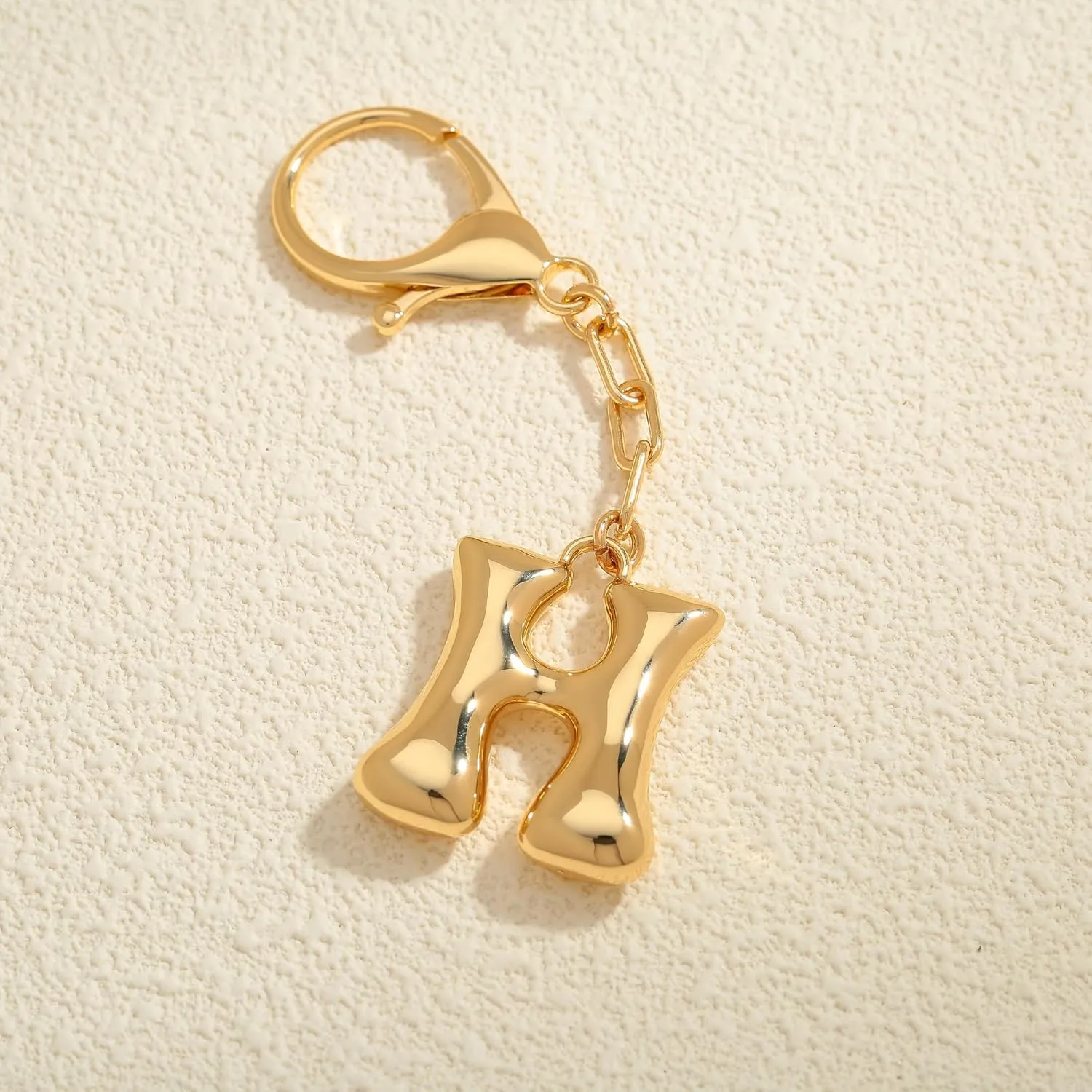LILIE&WHITE Gold Bubble Initial Keychain For Women Handbag Charms Fashion Alphabet Keychain Accessories Gift
