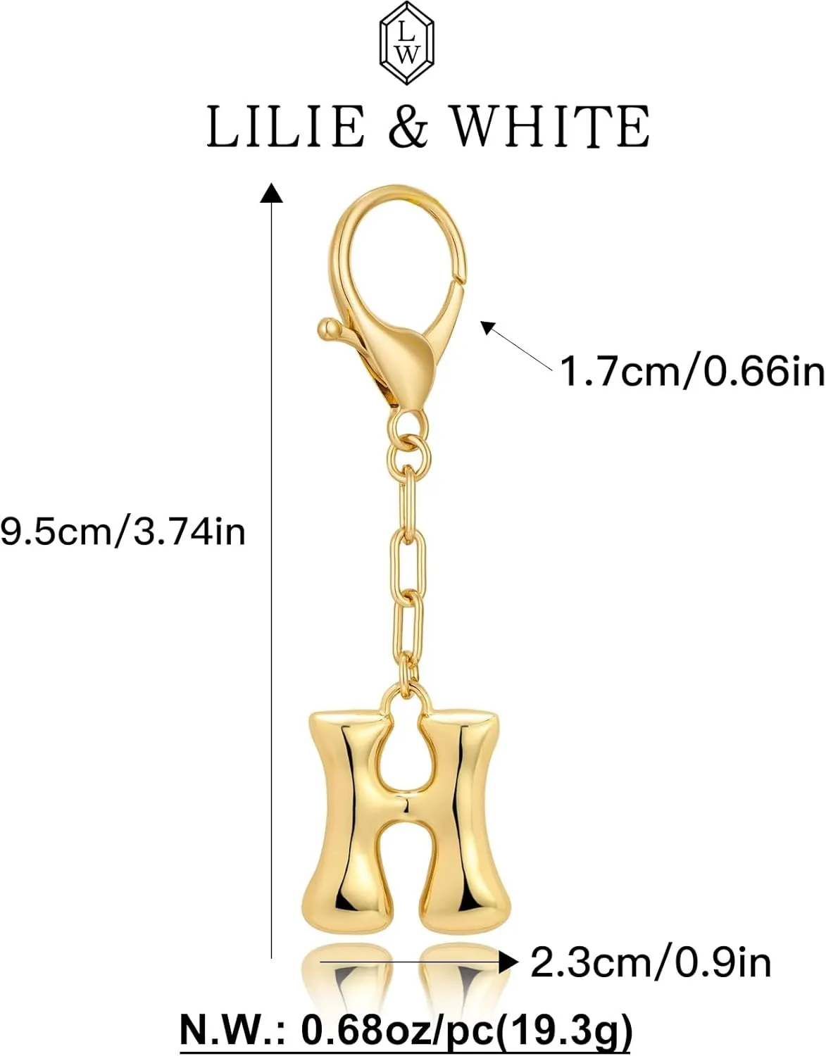 LILIE&WHITE Gold Bubble Initial Keychain For Women Handbag Charms Fashion Alphabet Keychain Accessories Gift