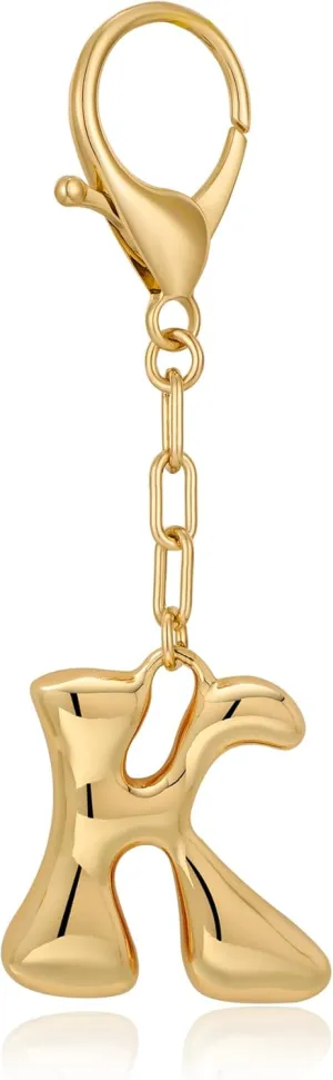 LILIE&WHITE Gold Bubble Initial Keychain For Women Handbag Charms Fashion Alphabet Keychain Accessories Gift