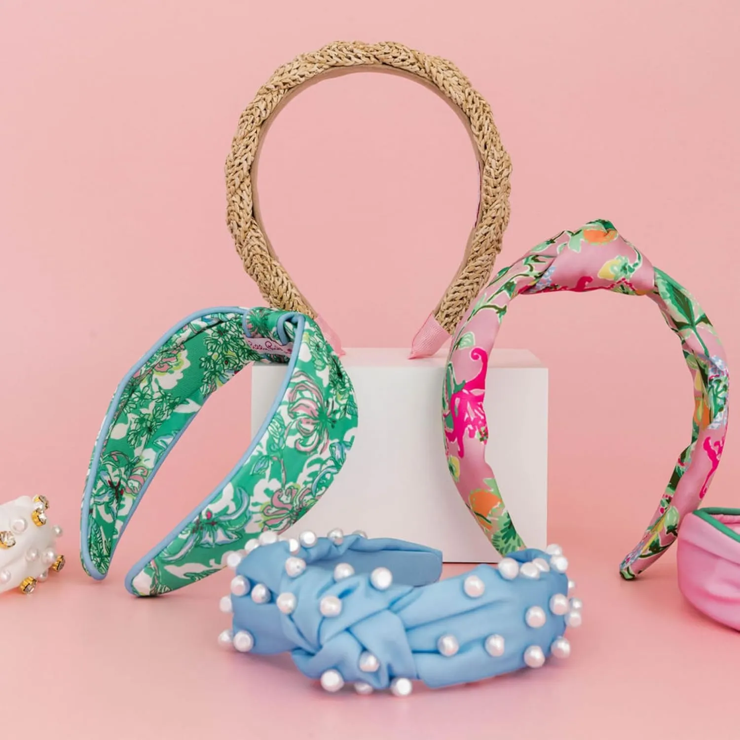 Lilly Pulitzer Top Knot Headband for Women, Colorful Knotted Headband, Cute Hair Accessories for Women & Girls (Hydra Blue)