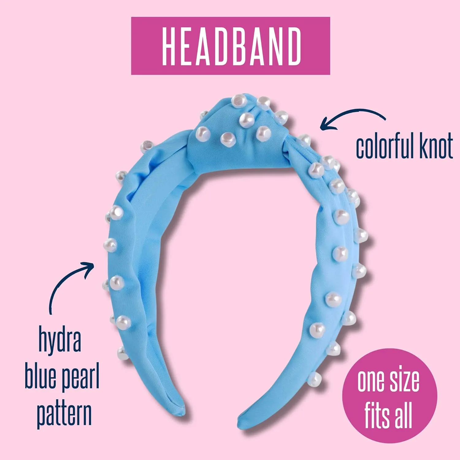 Lilly Pulitzer Top Knot Headband for Women, Colorful Knotted Headband, Cute Hair Accessories for Women & Girls (Hydra Blue)