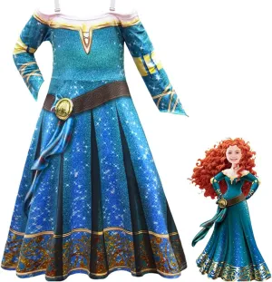 Little Girls Princess Dress Merida Costume Dress Party Carnival Fancy Dress Hallowen Cosplay