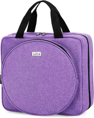 LoDrid Embroidery Project Bag, Square Embroidery Supplies Storage Tote Bag, Portable Craft Carry Case for Cross Stitch Kits Tools, Multiple Pockets, Purple, Bag Only