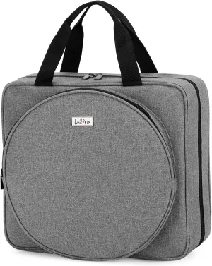 LoDrid Embroidery Project Bag, Square Embroidery Supplies Storage Tote Bag, Portable Craft Carry Case for Embroidery Kits and Cross Stitch Kits Tools, Multiple Pockets, Gray, Bag Only