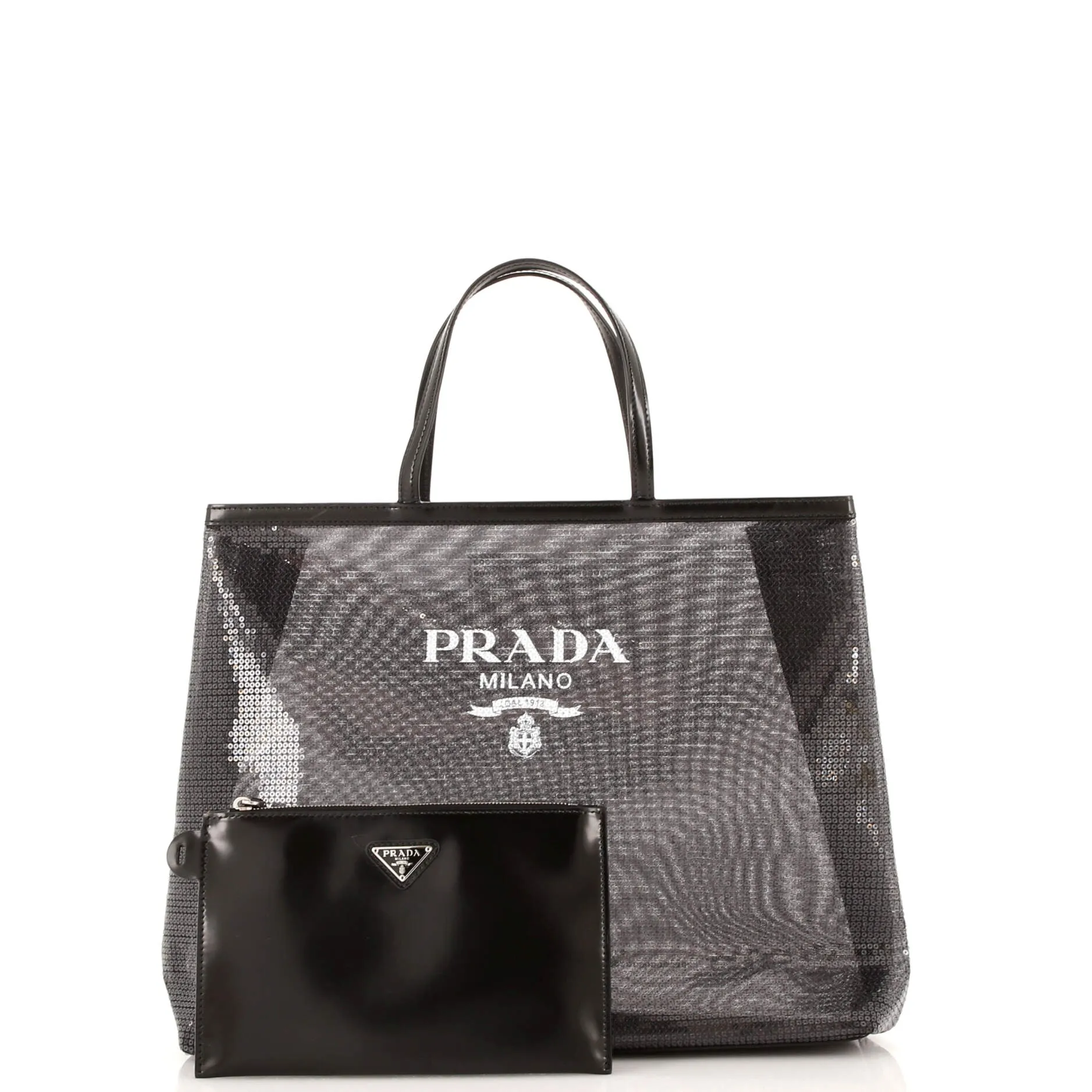 Logo Open Tote Sequined Mesh Large