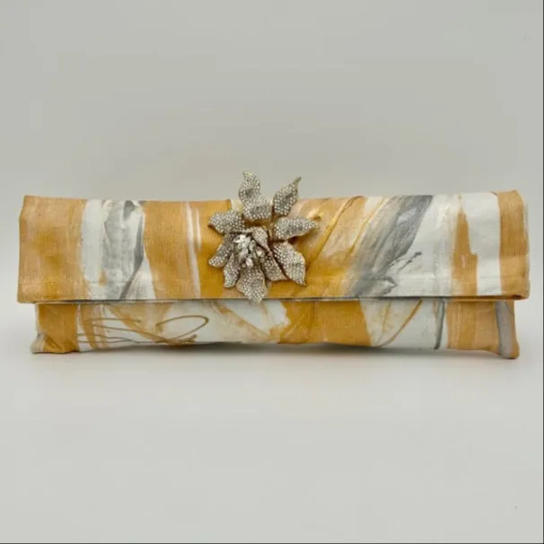 Long silver gold with orchid