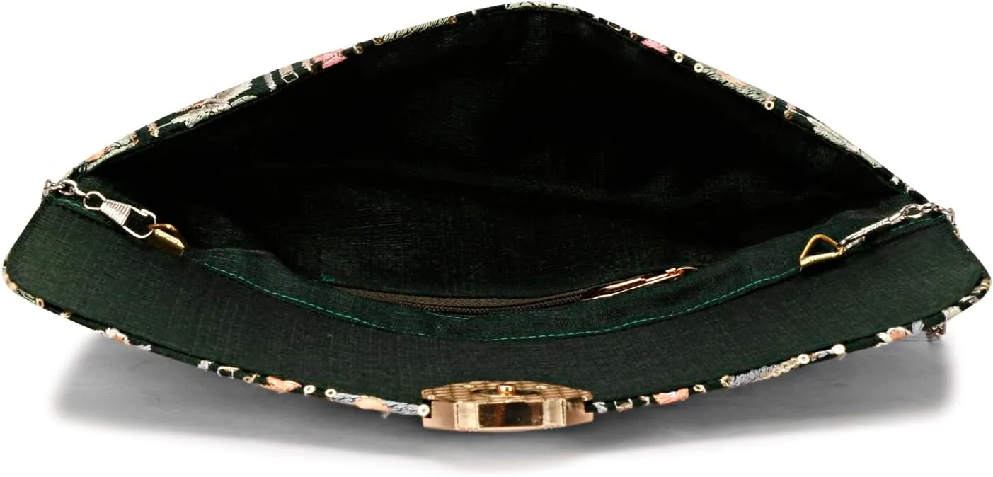 LONGING TO BUY Handcrafted Sling Bag Foldover Clutch For Women, Jaipuri Handicraft Sling Bag For Women