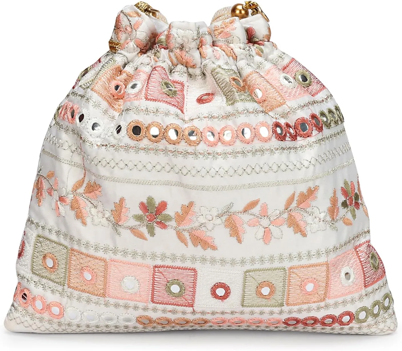 LONGING TO BUY Indian Embroidered Pearl Potli Bag For Women, Sequence Design with Tassel, Wedding Potli Bags