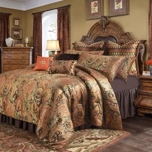 Loom and Mill 9-Piece Jacquard Comforter Sets King, Classic Paisley Design Bed in a Bag, Luxury Vintage Damask Bedding Set with Euro Shams, Bedskirt, Filled Decorative Pillow for Home(King)