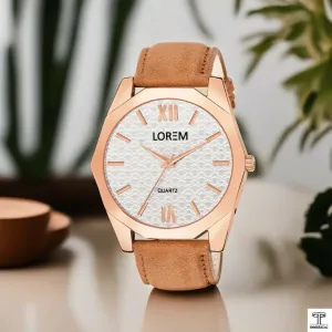LOREM White 3d embossed Dial Analog Watch For Men LR84