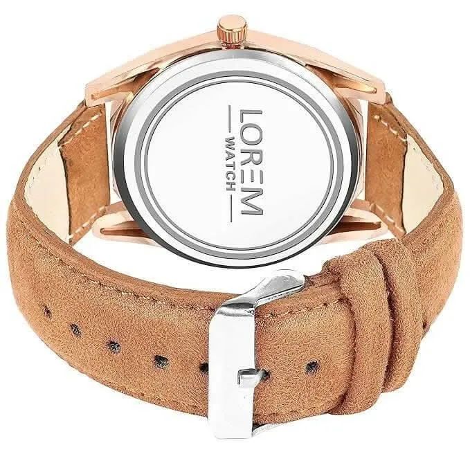 LOREM White 3d embossed Dial Analog Watch For Men LR84
