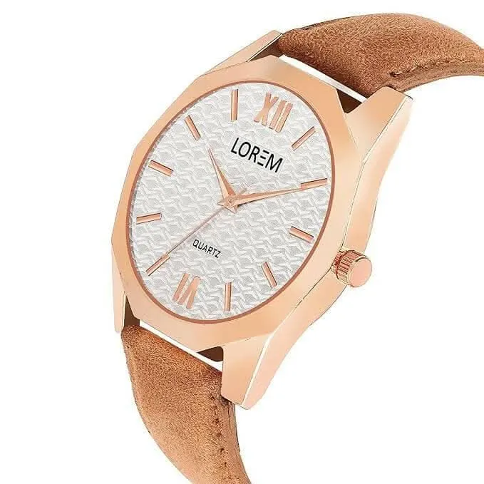 LOREM White 3d embossed Dial Analog Watch For Men LR84