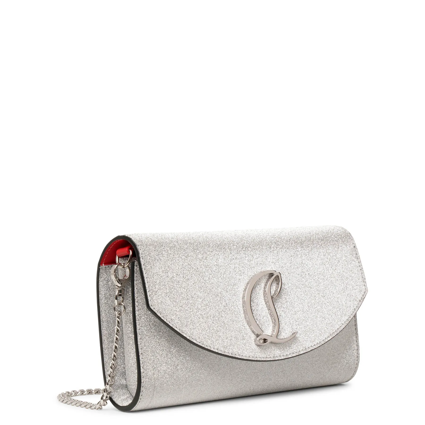 Loubi54 silver glitter wallet on chain