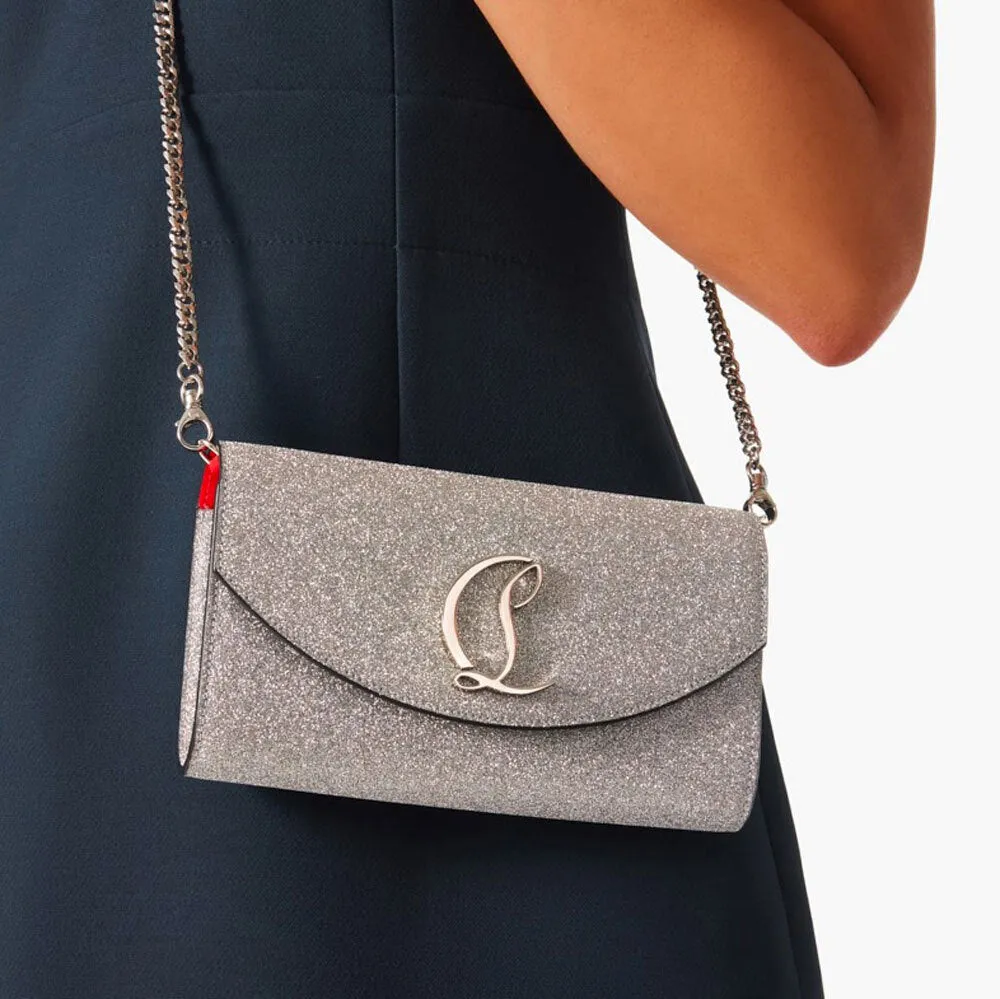Loubi54 silver glitter wallet on chain