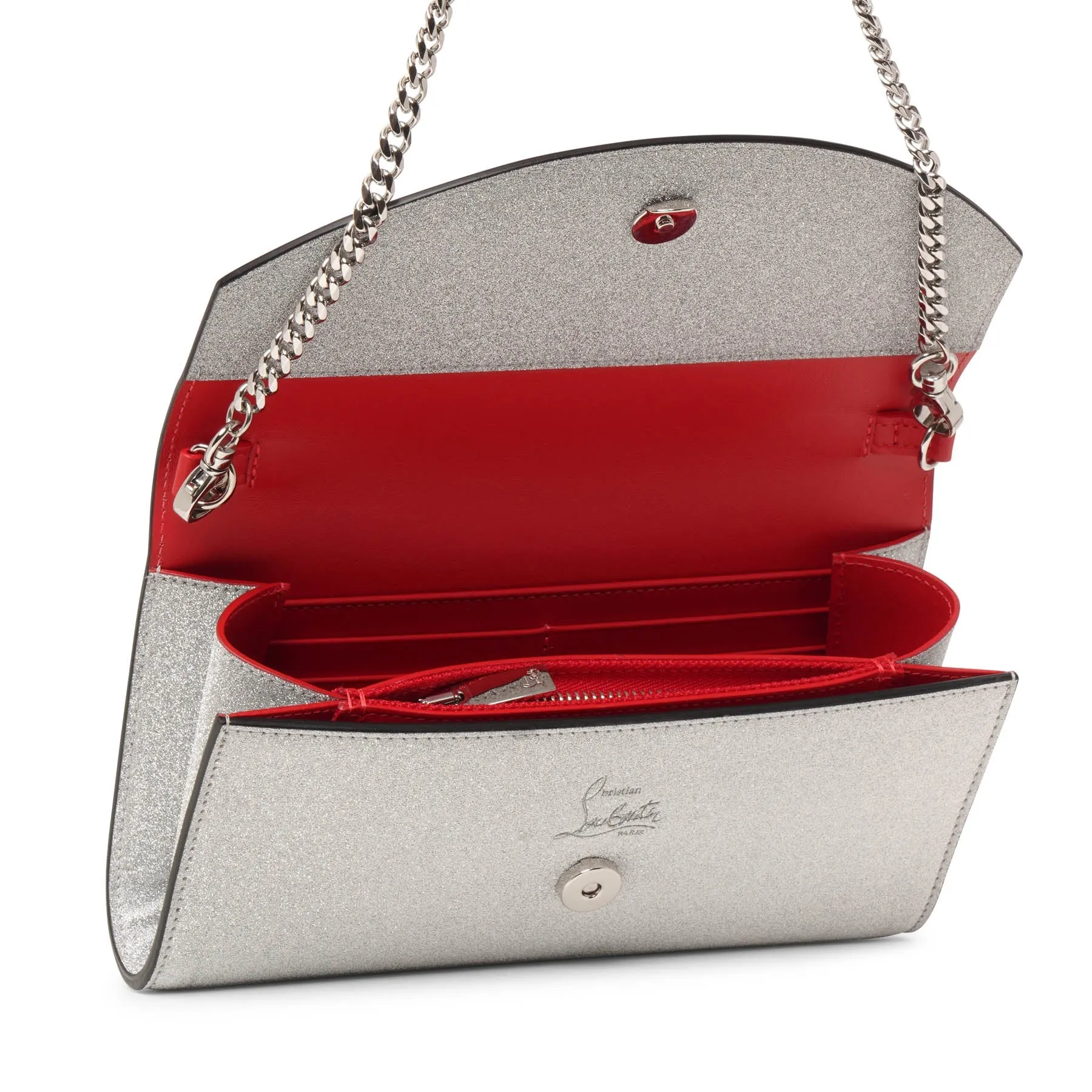Loubi54 silver glitter wallet on chain