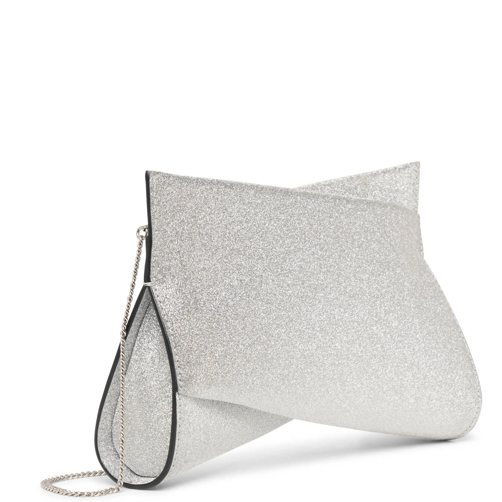 Loubitwist small silver glitter clutch