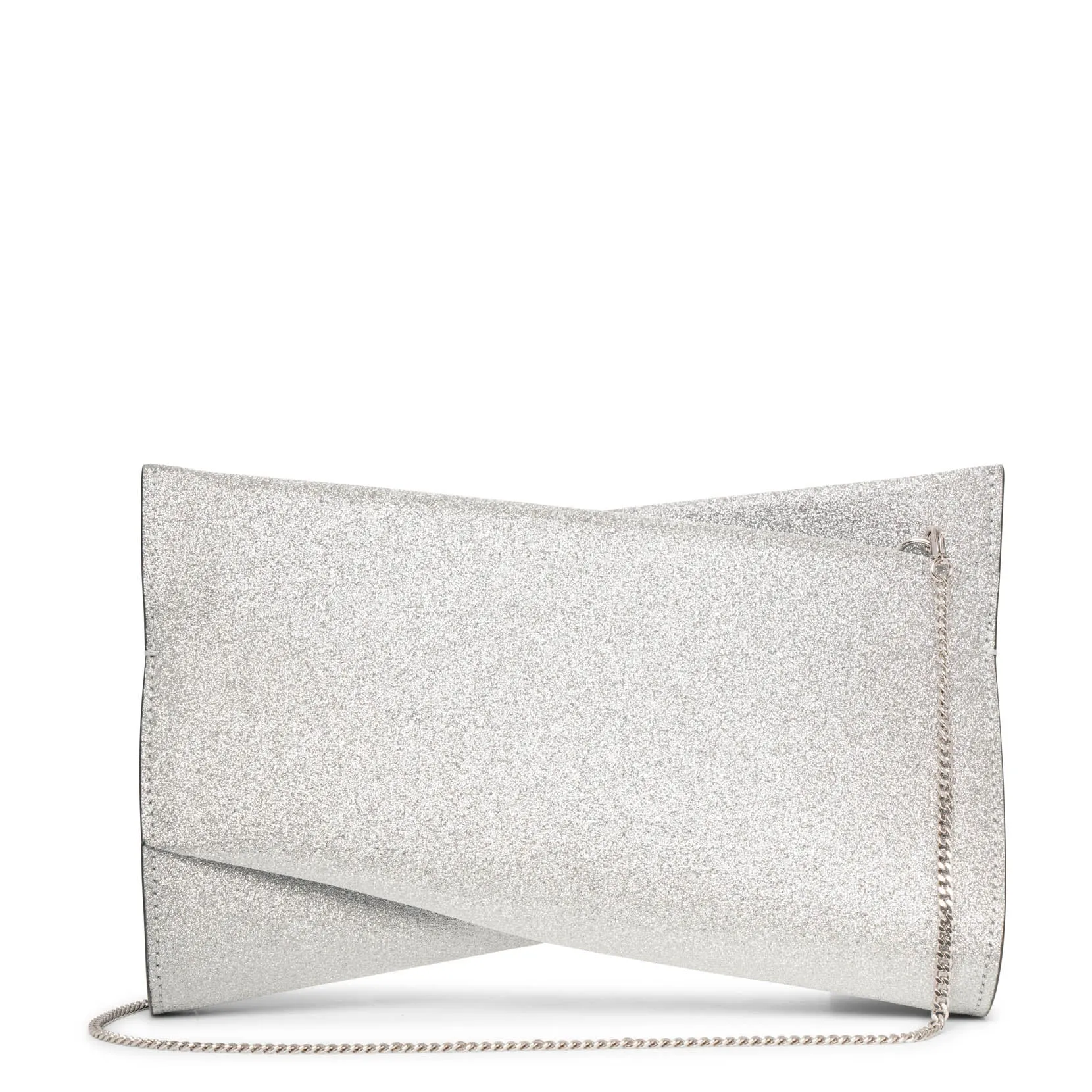 Loubitwist small silver glitter clutch