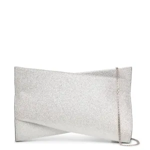 Loubitwist small silver glitter clutch