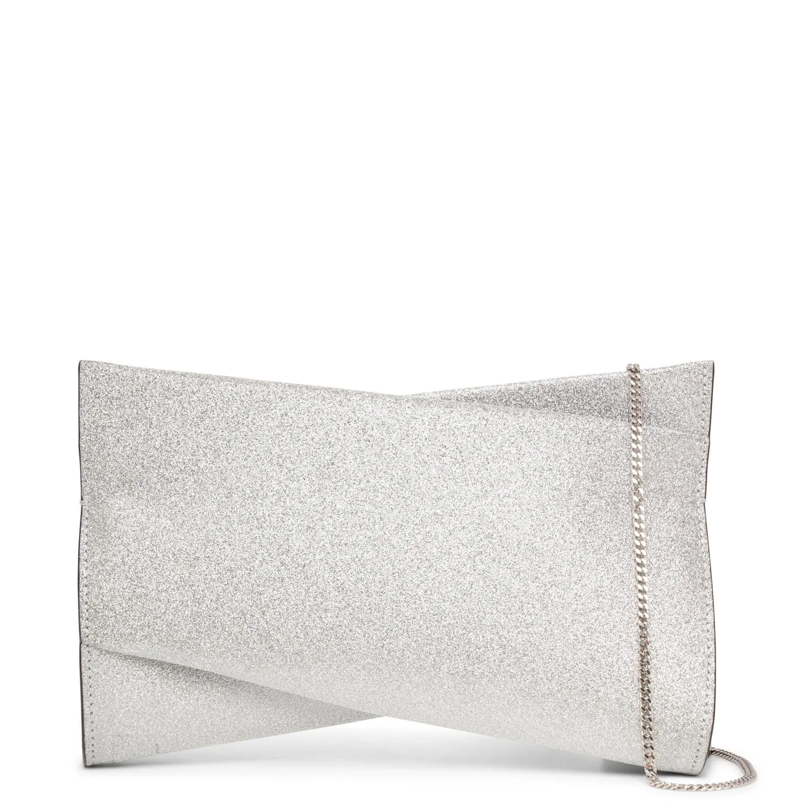 Loubitwist small silver glitter clutch