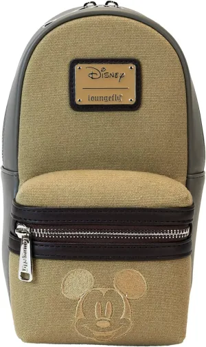 Loungefly Disney Mickey and Friends Faux Leather and Canvas Water Bottle Crossbody Bag