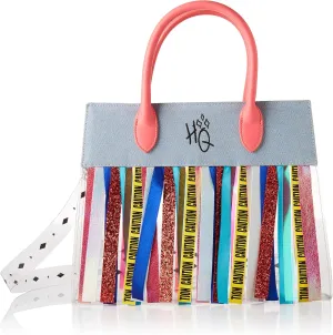 Loungefly x Birds of Prey Harley Quinn Caution Tape Fringe Crossbody Bag (One Size, Clear/Multi)