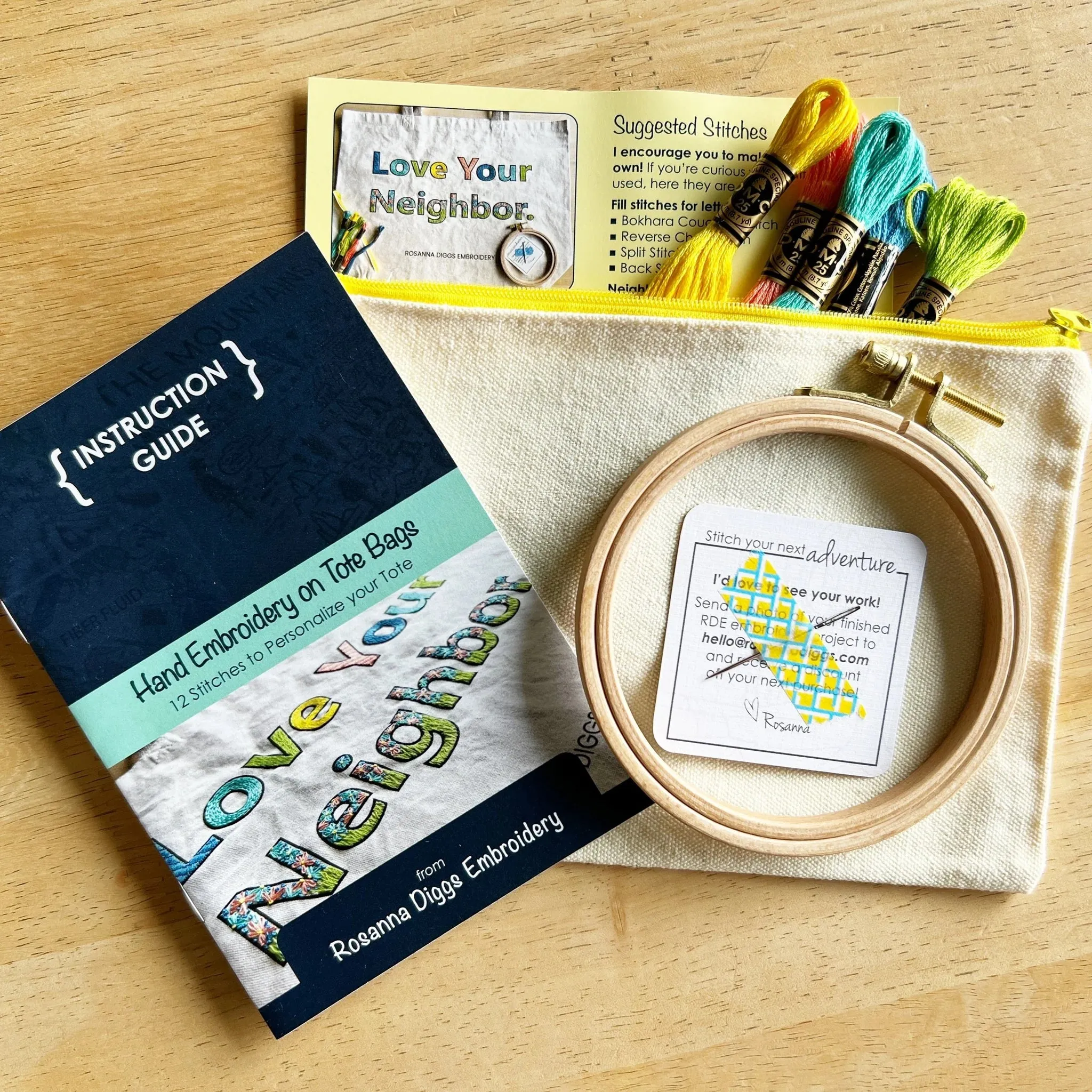 Love Your Neighbor Tote Bag Embroidery Kit