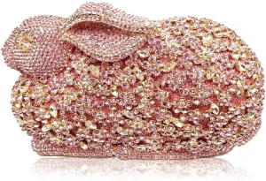 Lovely Rabbit Rhinestone Handbags Bling Animal Crystal Clutch Purse Wedding Cocktail Party Evening Bags for Women