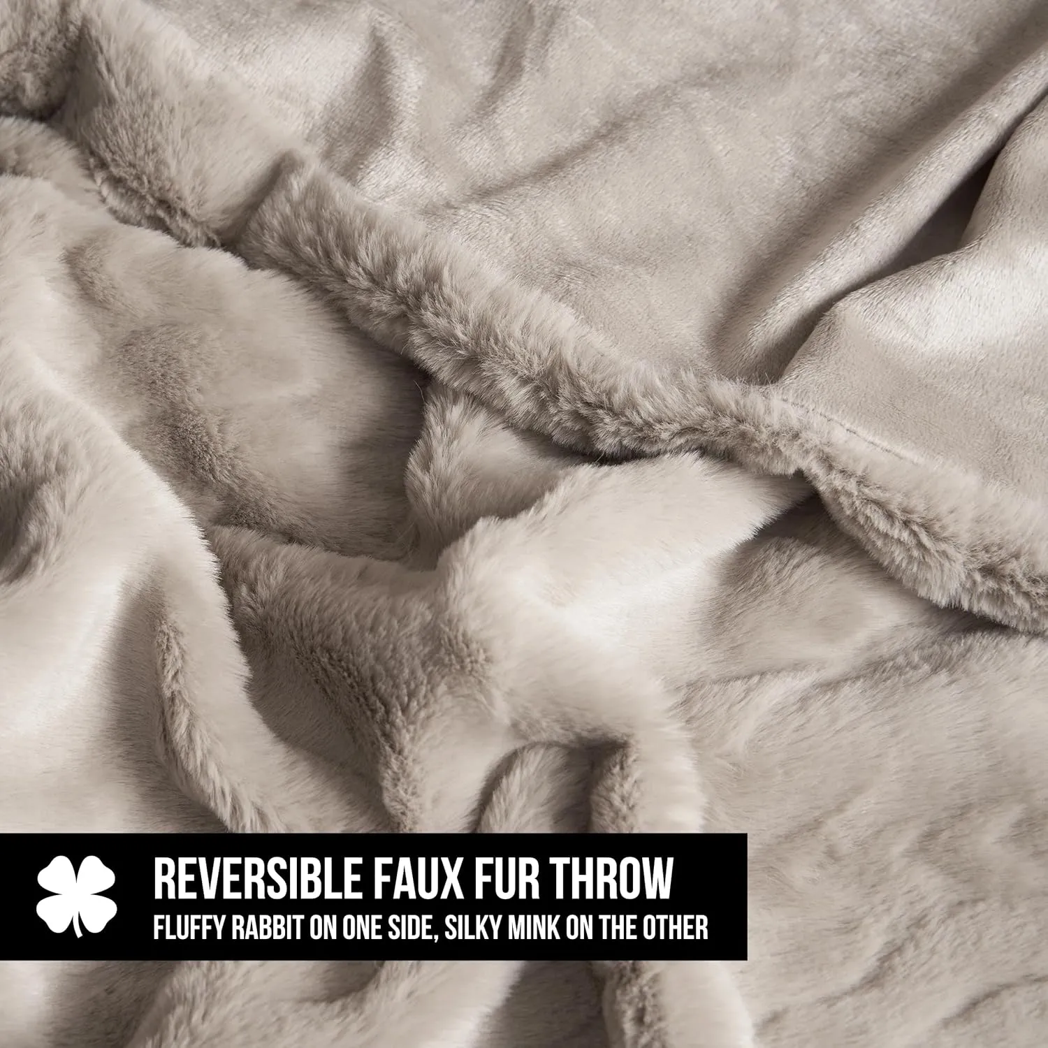 Lucky Brand Embossed Cable Rabbit Faux Fur Throw Blanket - Tan - 50"X70" - Plush & Soft