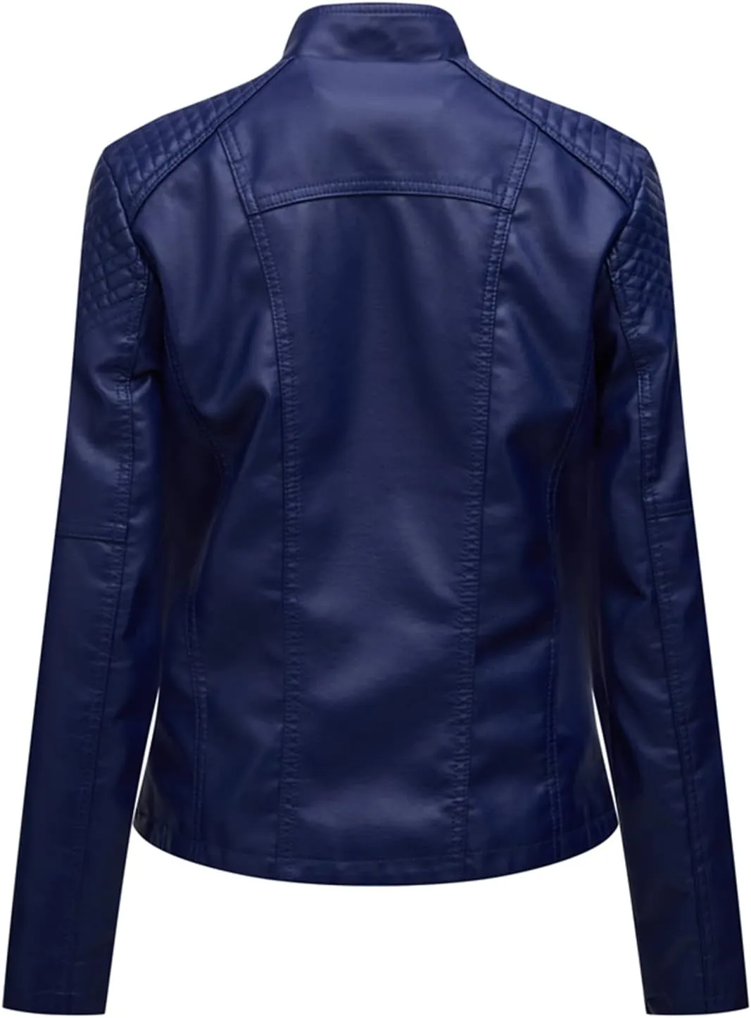Lu's Chic Women's Motorcycle Jacket Fashion Dressy Vegan Leather Biker Coat Light Slim Fit Crop Blazer Moto Jacket