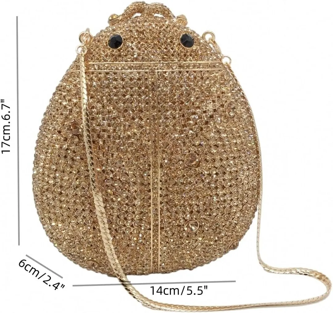 Luxury Beetle Shaped Rhinestone Clutch Diamond Evening Bag Women Crystal Clutch Purse Wedding Party Sparkly Handbag