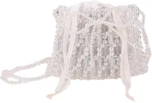 Luxury Pearl Bag Chain Bag Purse Evening Bags, Artificial Pearl Clutch Handmade Bags for Party Wedding Bridal Travel 08