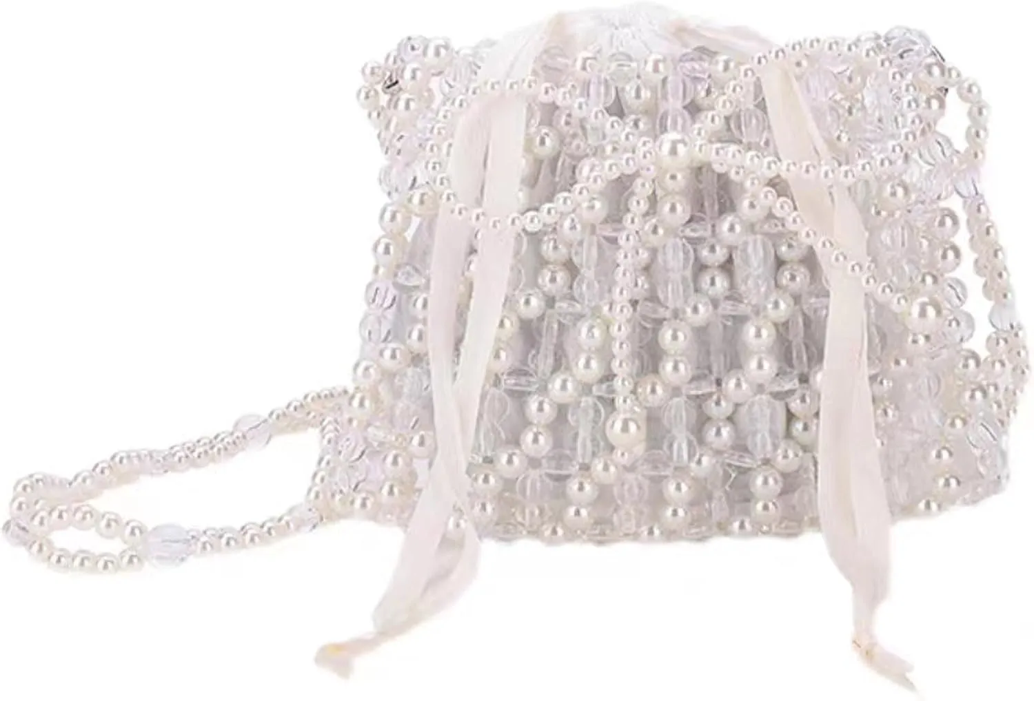 Luxury Pearl Bag Chain Bag Purse Evening Bags, Artificial Pearl Clutch Handmade Bags for Party Wedding Bridal Travel 08