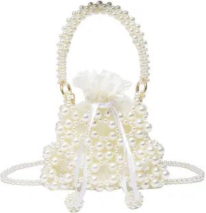 Luxury Pearl Bag Chain Bag Purse Evening Bags, Artificial Pearl Clutch Handmade Bags for Party Wedding Bridal Travel 18