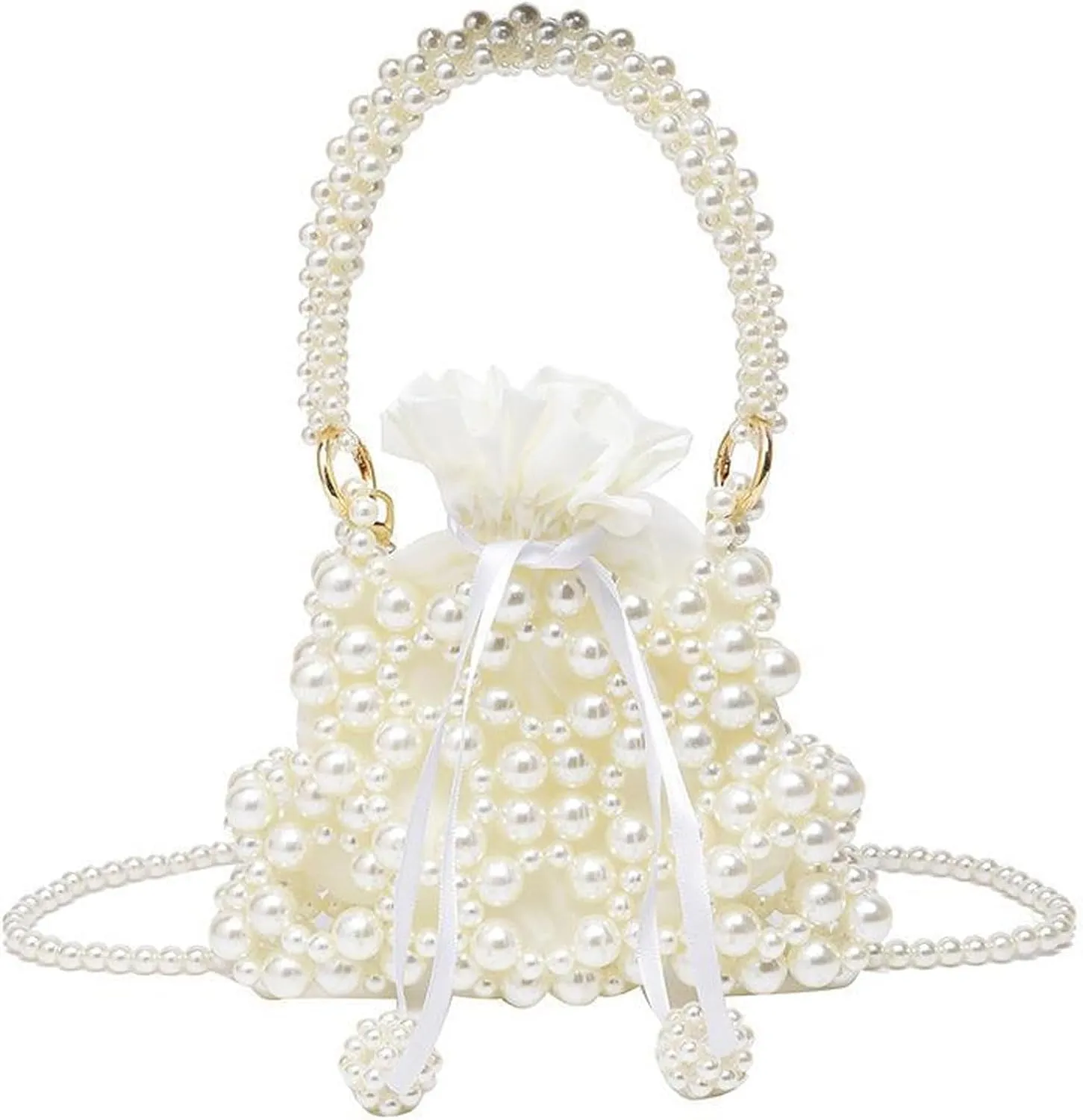 Luxury Pearl Bag Chain Bag Purse Evening Bags, Artificial Pearl Clutch Handmade Bags for Party Wedding Bridal Travel 18
