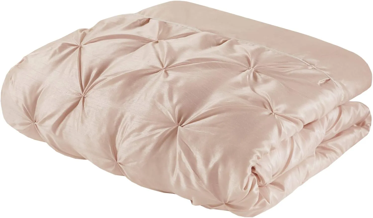 Madison Park Essentials Room in a Bag Faux Silk Comforter Set-Luxe Diamond Tufting All Season Bedding, Matching Curtains, Decorative Pillows, Cal King(104"x92"), Blush 24 Piece (MPE10-811)
