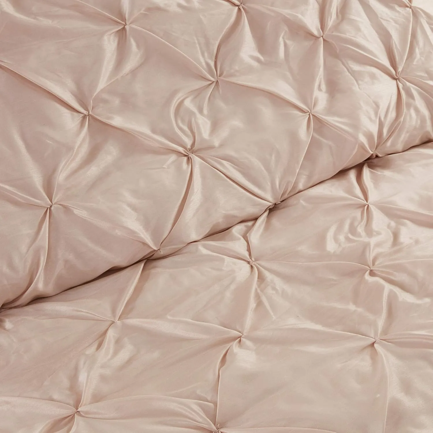 Madison Park Essentials Room in a Bag Faux Silk Comforter Set-Luxe Diamond Tufting All Season Bedding, Matching Curtains, Decorative Pillows, Cal King(104"x92"), Blush 24 Piece (MPE10-811)