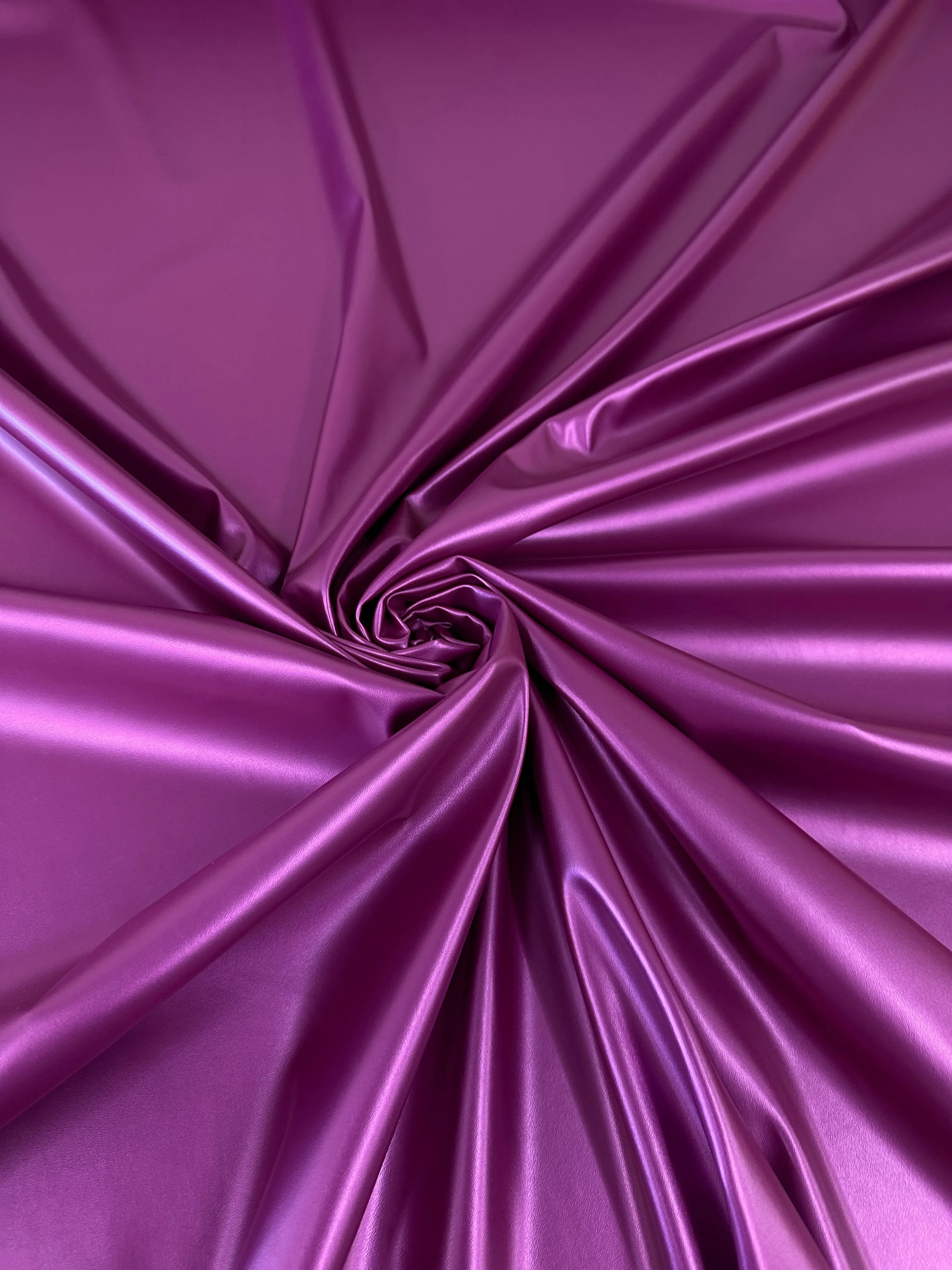 Magenta Metallic Stretch Faux Leather