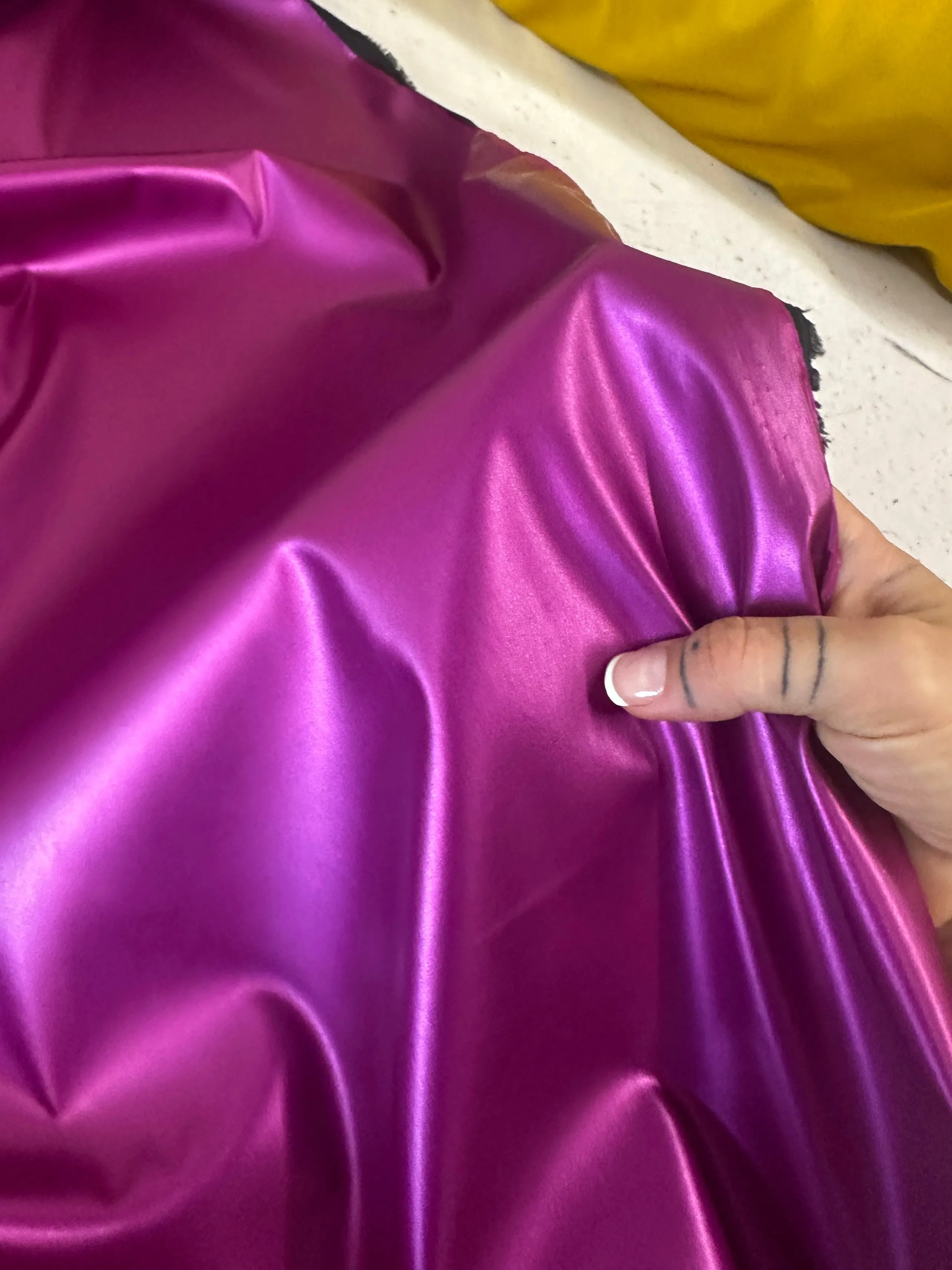 Magenta Metallic Stretch Faux Leather