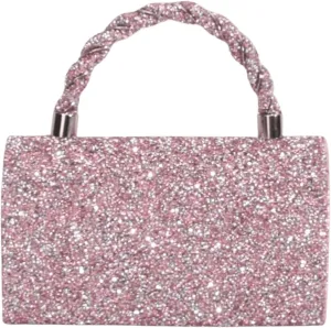 MakeMeChic Women's Evening Bags Glitter Top Handle Single Strap Clutch Handbag Mini Shoulder Bags