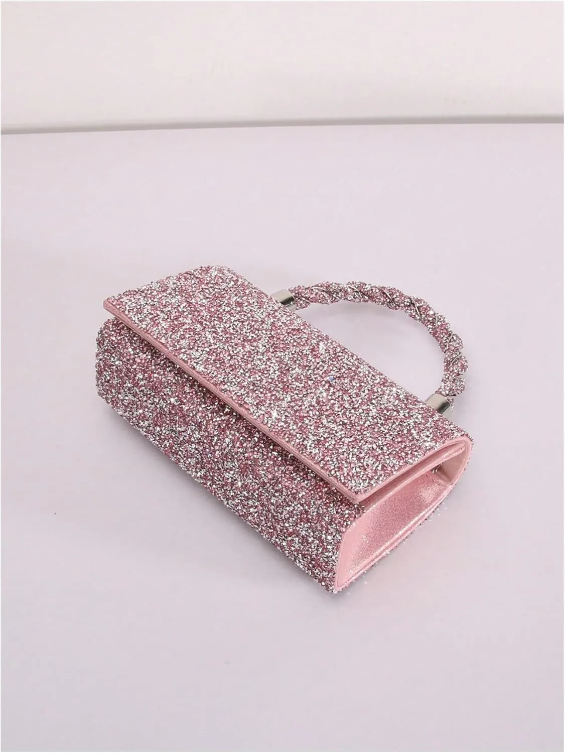 MakeMeChic Women's Evening Bags Glitter Top Handle Single Strap Clutch Handbag Mini Shoulder Bags