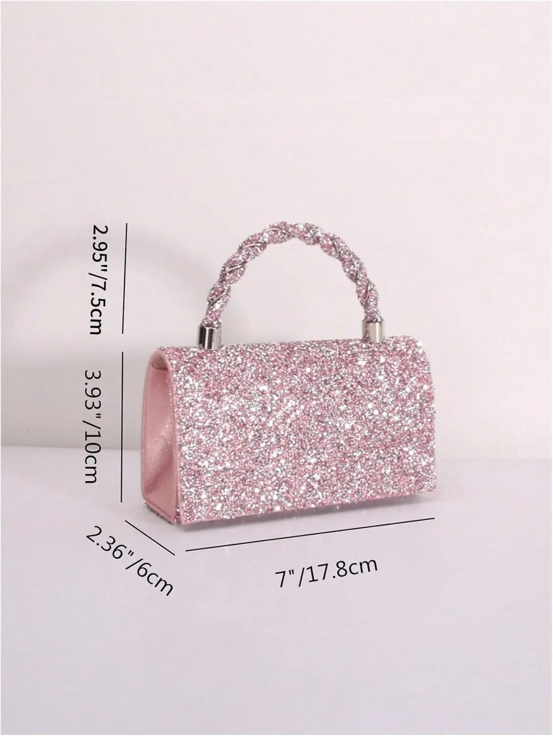 MakeMeChic Women's Evening Bags Glitter Top Handle Single Strap Clutch Handbag Mini Shoulder Bags