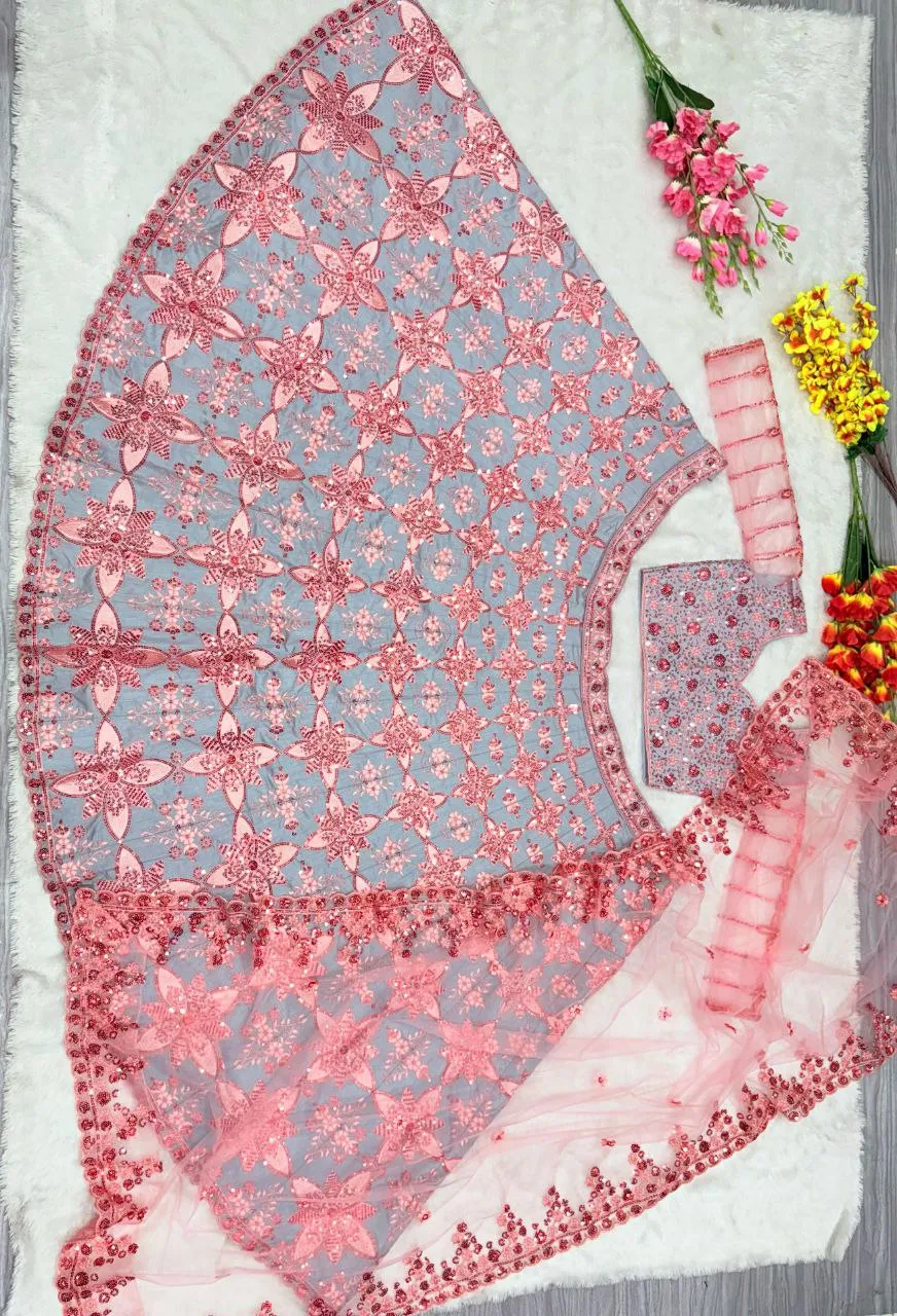 Malbary Silk With Embelished Embroidered Semi Stitched Lehenga Choli