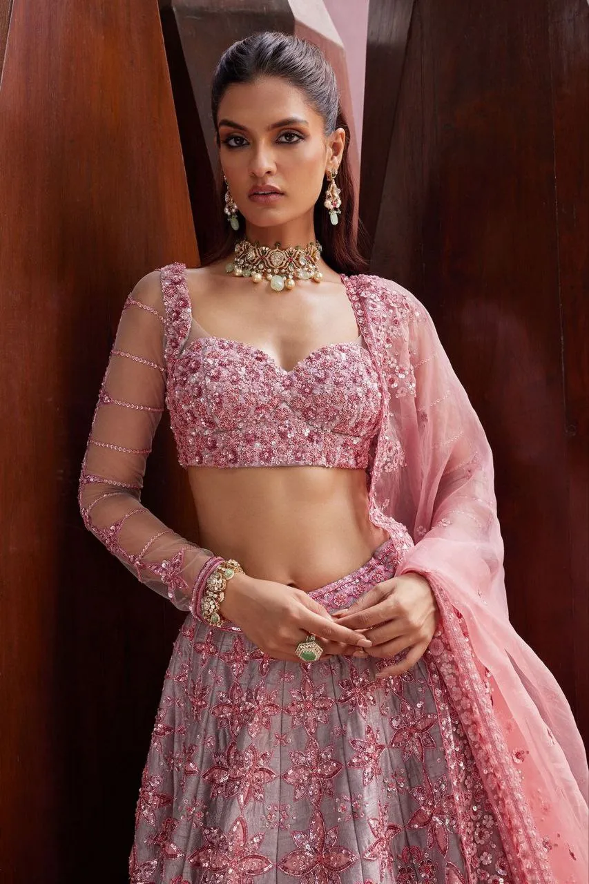 Malbary Silk With Embelished Embroidered Semi Stitched Lehenga Choli