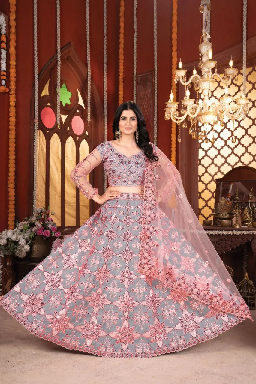 Malbary Silk With Embelished Embroidered Semi Stitched Lehenga Choli