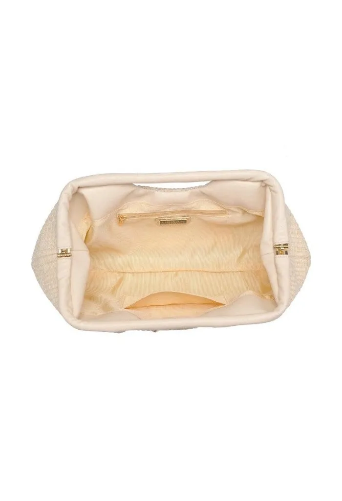 Mallory Straw Stud Clutch-Gold